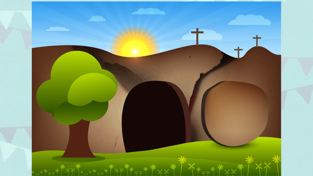 Image of the open tomb on Easter morning